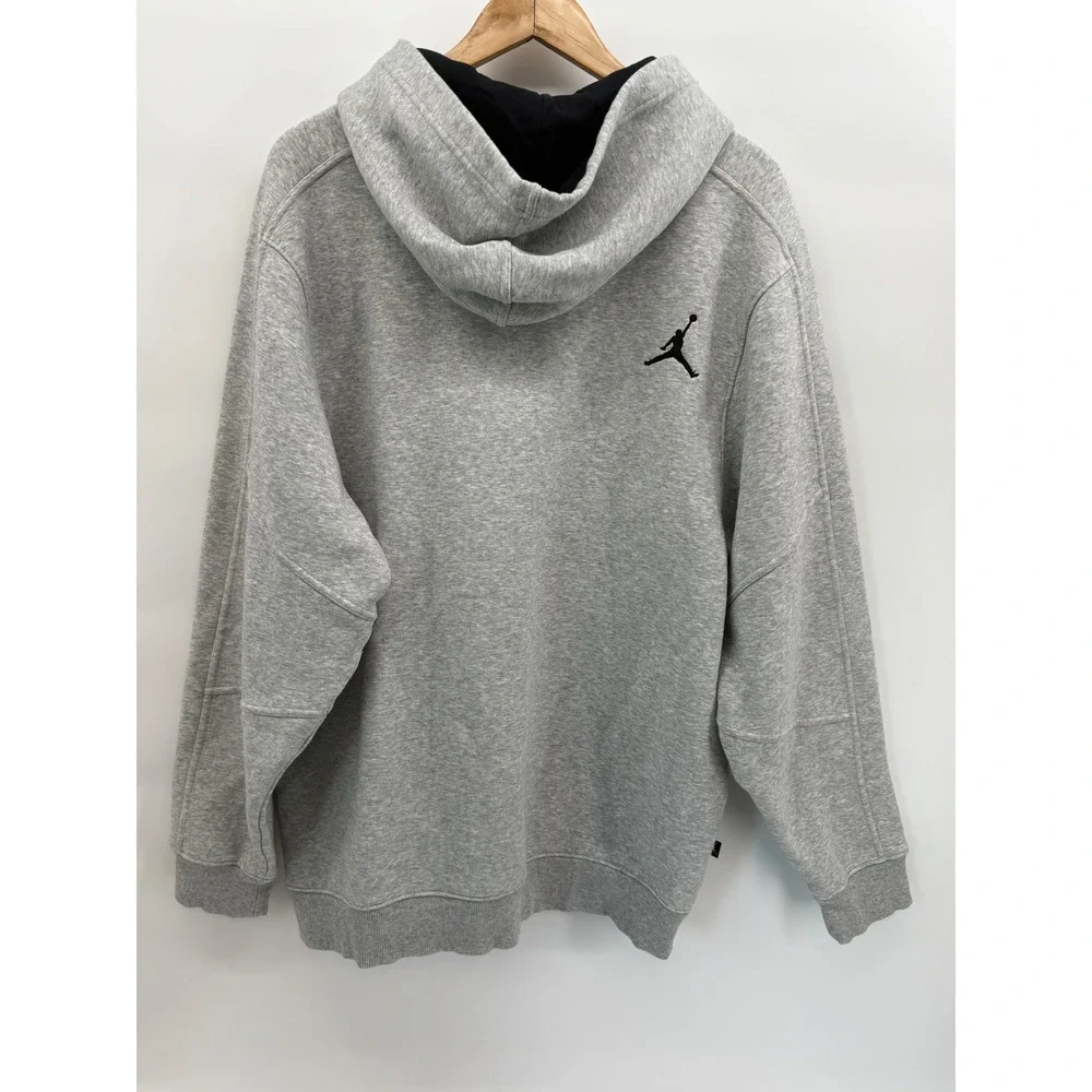 Jordan Mens Air Jordan Wings Logo Fleece Hoodie Gray Black Large Pullover